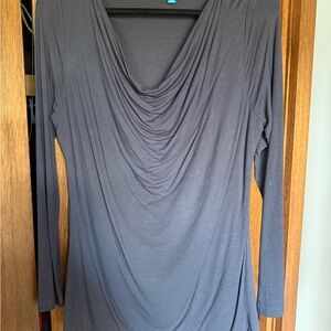 Fresh Produce Charcoal Long Sleeve Drape Top